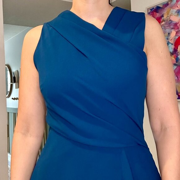 Reiss Marling Warp-Front Midi Dress in Ocean Blue - size 6 - Picture 2 of 7